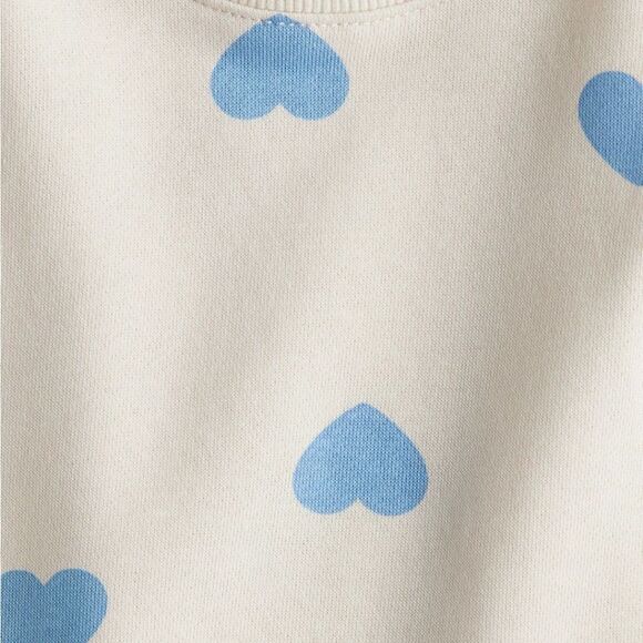 H&M Kids Heart Print Sweatshirt & Joggers Set - Cream and Blue. Size 9/10 - Picture 3 of 9